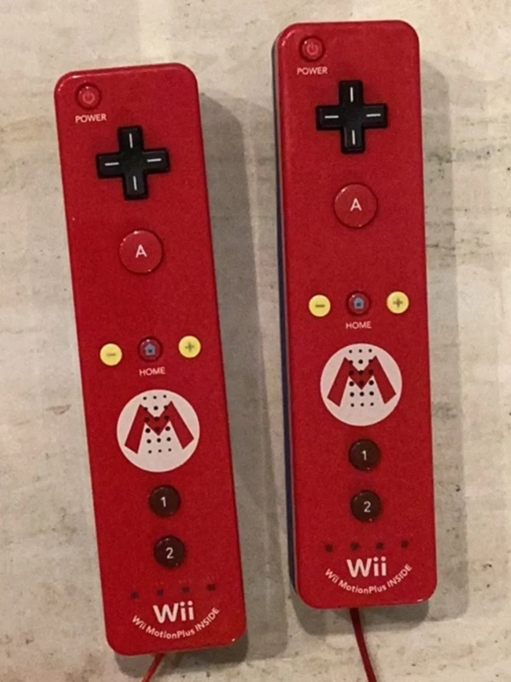 Nintendo Mario Wii Remotes Plus Motion Inside Controller Lot Of 2 Genuine Red